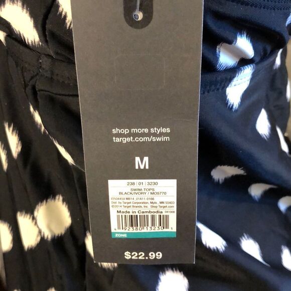 Mossimo Black Polka Dot Padded Tankini Top New With Tags Medium - Picture 6 of 10